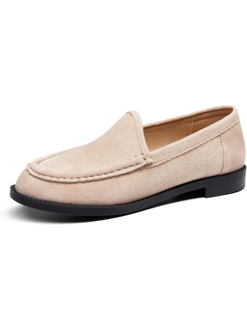 Women's Suede Nude Loafers Slip On Flats Closed Toe Business Casual Shoes